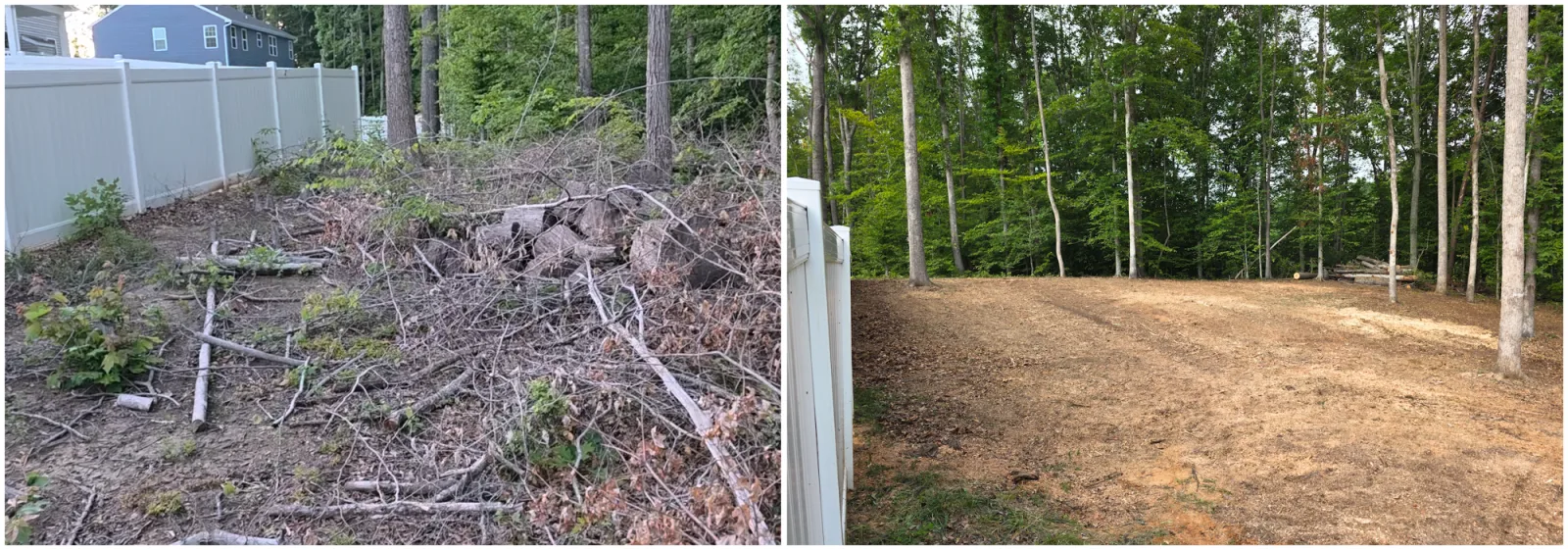 The Trees brush clearing before and after, Spotsylvania VA area