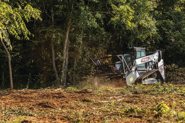 Land clearing mulcher at work